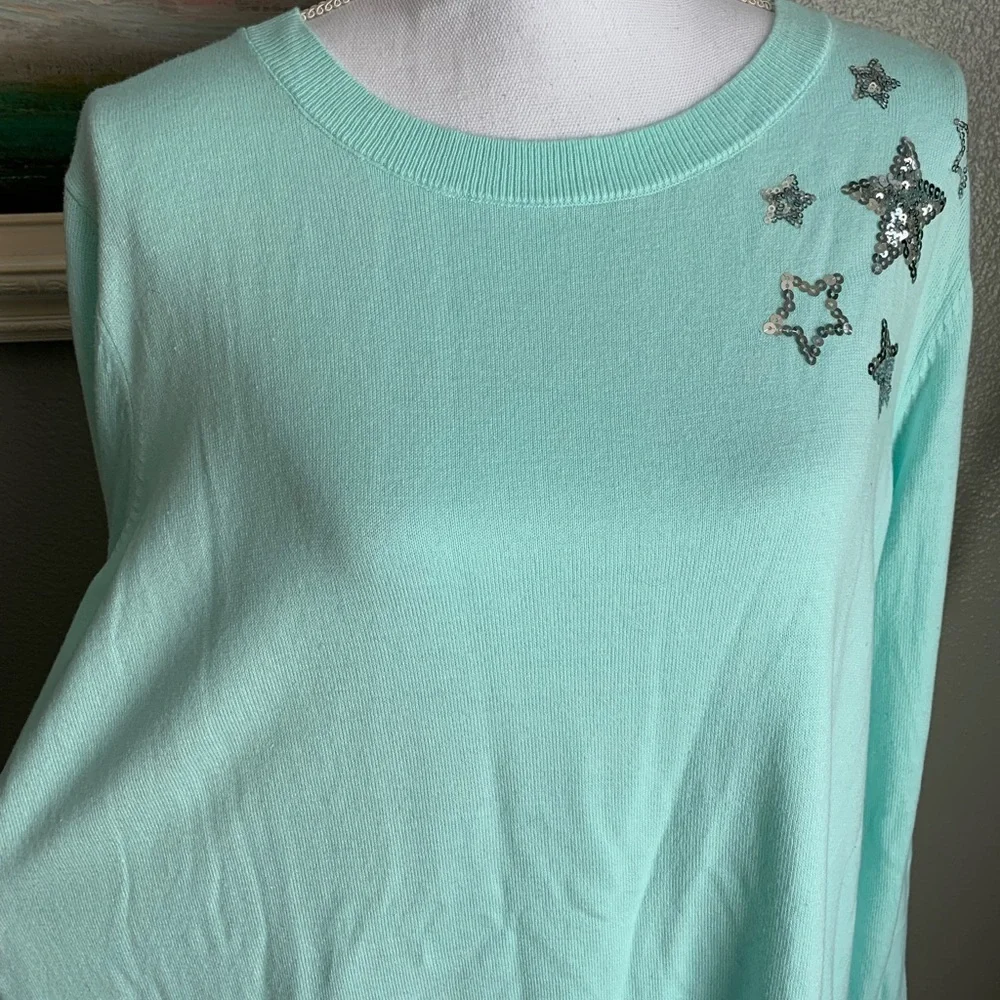 Lane Bryant Sequin Star Graphic Sweater Blouse Size 18/20